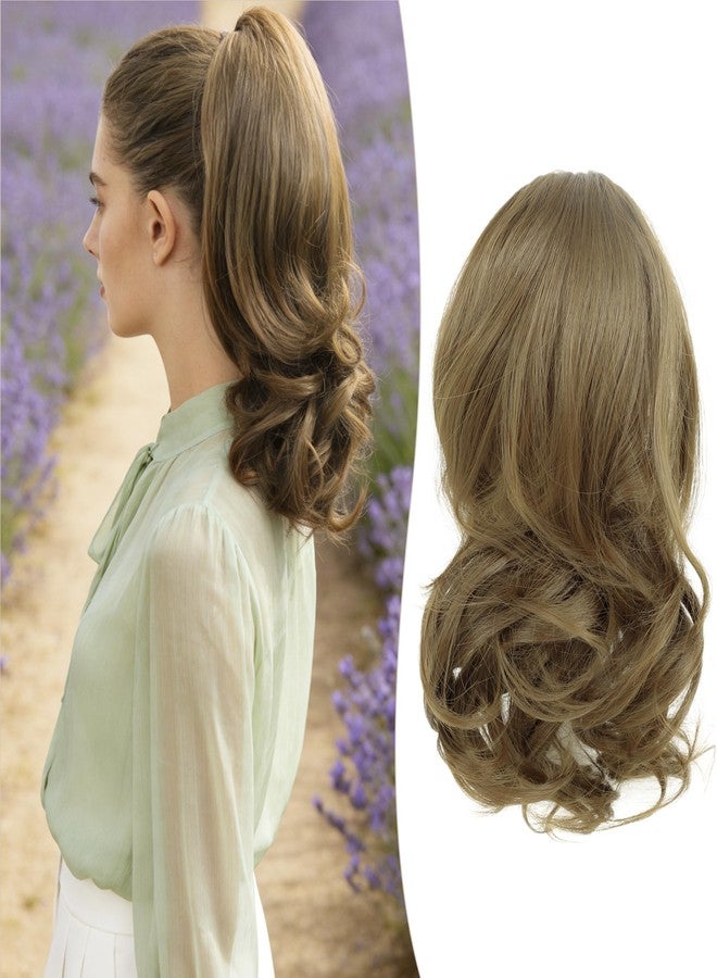 ZAVIDE 14Inches Curly Claw Clip Ponytail Extension Synthetic Hair Extension Ponytail Clip on Ponytail For Women Natural Looking Hairpiece (#12 Honey Blonde Highlights with Light Brown) - Image 1